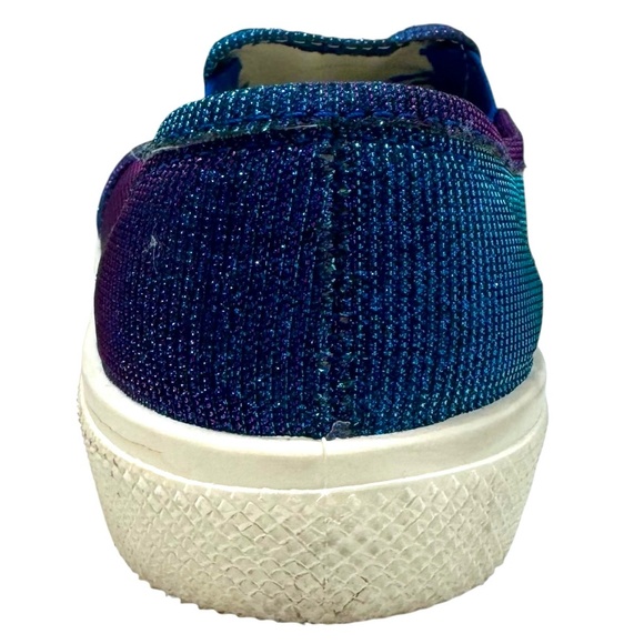 TOPSHOP BLUE/PURPLE IRIDESCENT SLIP ON TRAINER SNEAKERS - Picture 4 of 16